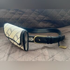 Sandro Paris - Monogrammed Canvas and Leather Belt Bag - Excellent Cond $495